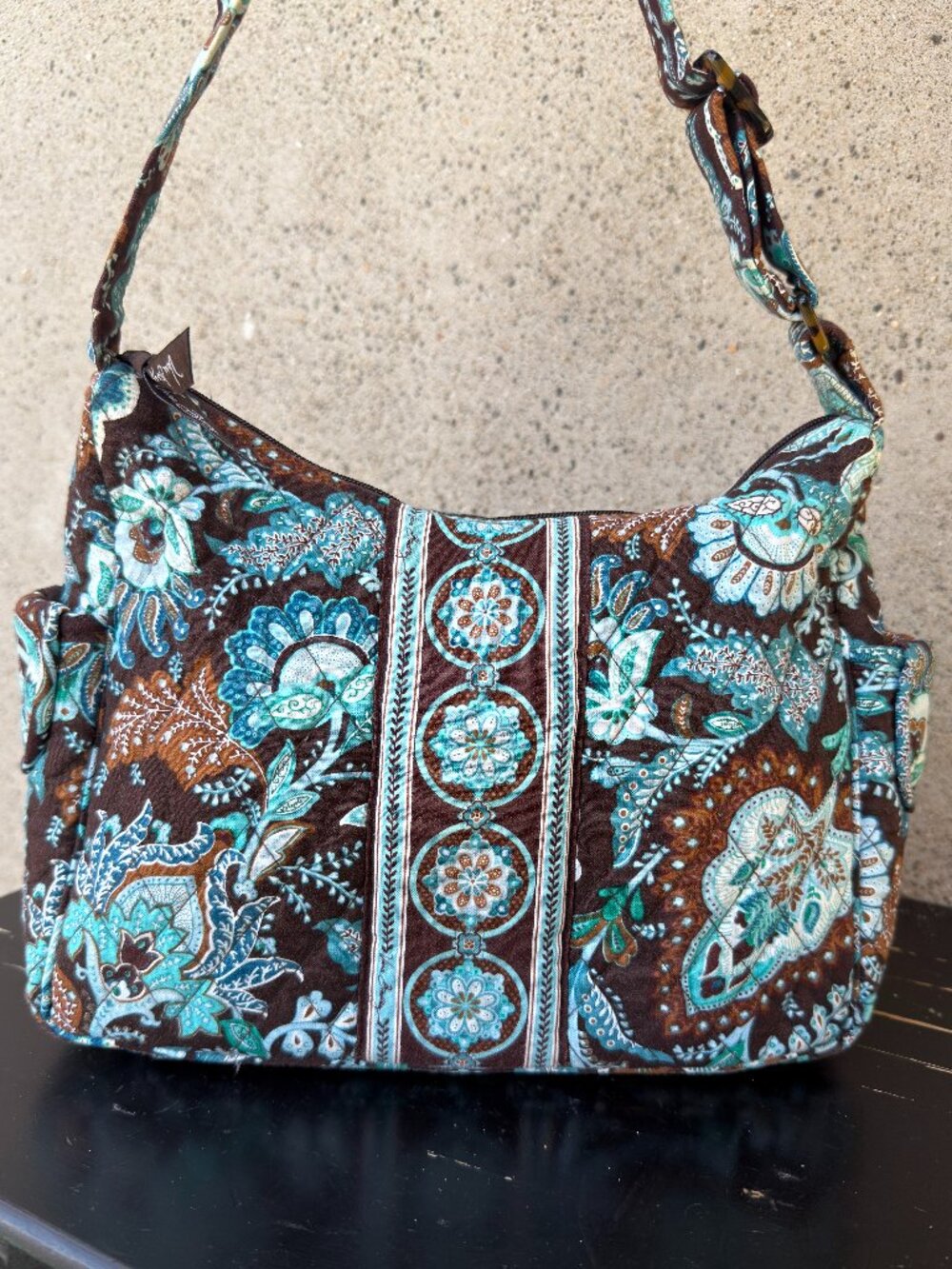 Vera Bradley On the Go JAVA BLUE crossbody bag hobo shoulder purse - Picture 2 of 13